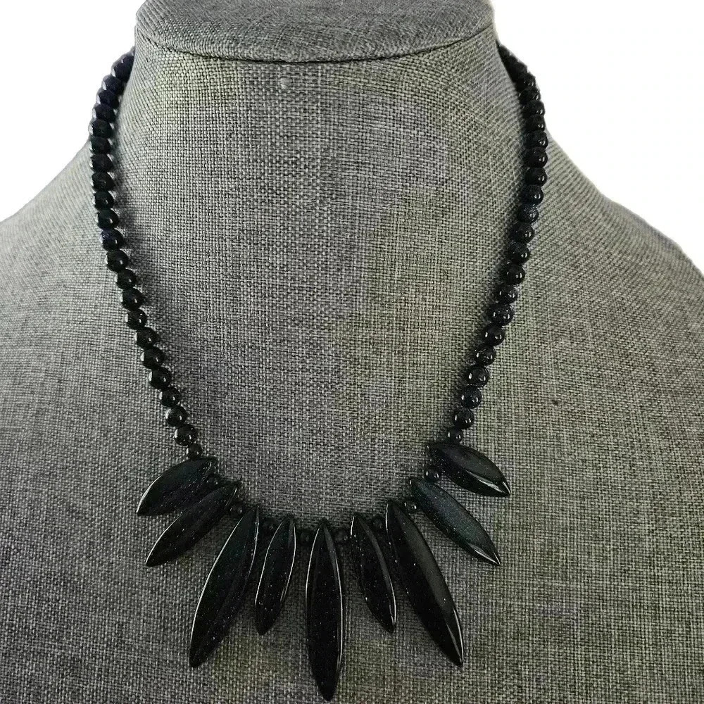 Blue Sandstone Marquise Statement Necklace